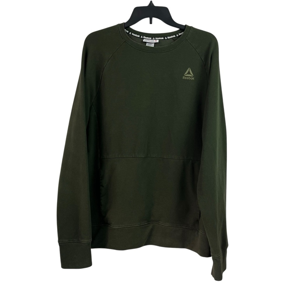 Reebok Womens Sweatshirt Kangaroo Pocket Stretch Dark Green Medium
